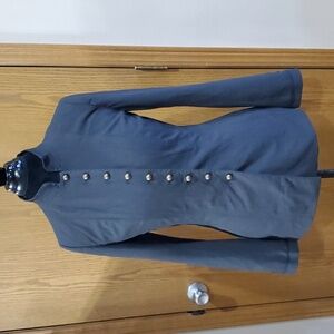 J Jill stretch military style embellished button down charcoal blazer